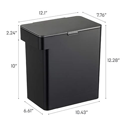 Home Tower Airtight Pet Food Storage Container - Cat And Dog Food Holder Bin With Transparent Lid And Handle - Large - Abs Plastic - 15 Lbs., 3.17 Gallons, 12 Quarts,Black