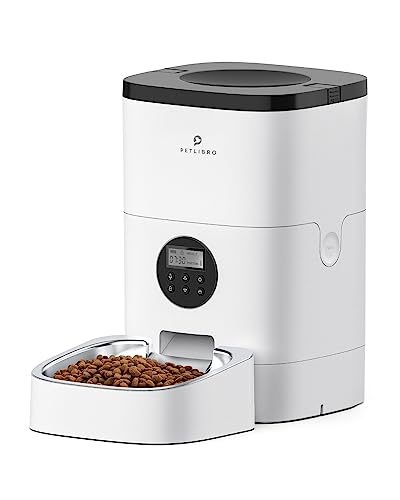 PETLIBRO Automatic Cat Feeder, Automatic Cat Food Dispenser with Timer Interactive Voice Recorder, Auto Cat Feeder with 1-4 Meals Control Dry Food, White Opaque