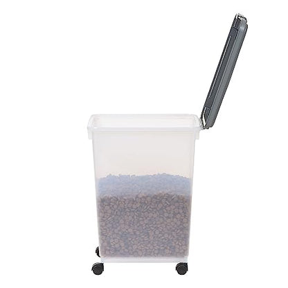 Amazon Basics Airtight Dog Food Storage Container with Scoop, 69 QT, Gray