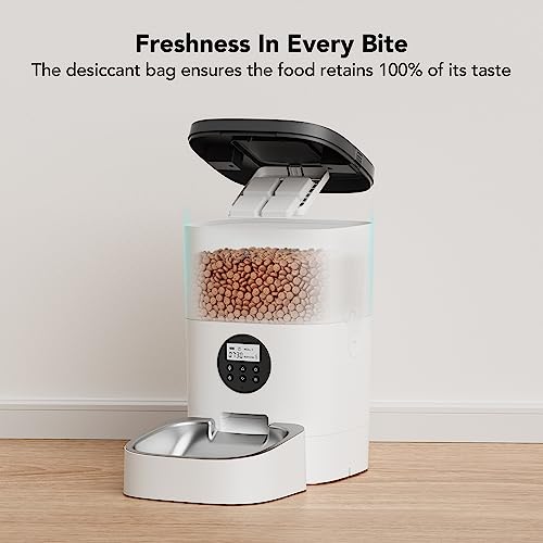 PETLIBRO Automatic Cat Feeder, Automatic Cat Food Dispenser with Timer Interactive Voice Recorder, Auto Cat Feeder with 1-4 Meals Control Dry Food, White Opaque