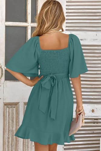 Womens Summer Wrap V Neck Short Sleeve Dress