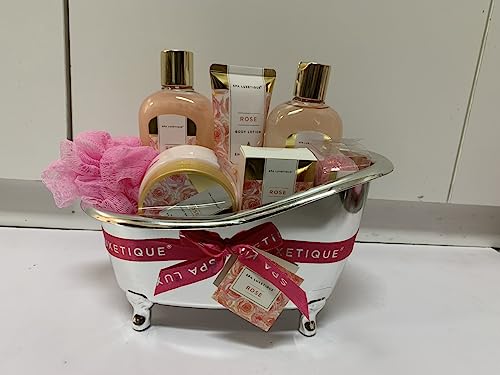 Gift Set For Women, Spa Luxetique Bath Sets for Women Gift, 8 Pcs Rose Spa Basket Includes Bubble Bath, Shower Gel, Body Lotion, Birthday Spa Gifts, Mothers Day Gifts for Mom