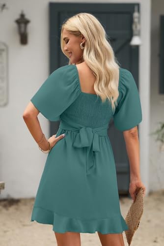 Womens Summer Wrap V Neck Short Sleeve Dress