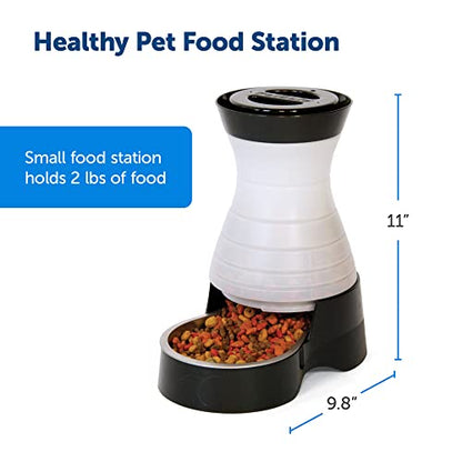 PetSafe Healthy Pet Food Station - Small, 2 lb Kibble Capacity - Gravity Pet Feeder Dry Food Dispenser - Automatic Cat Feeder or Small Dog Feeder - Removable Stainless Steel Bowl Included