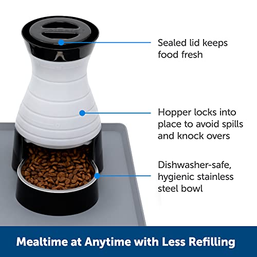 PetSafe Healthy Pet Food Station - Small, 2 lb Kibble Capacity - Gravity Pet Feeder Dry Food Dispenser - Automatic Cat Feeder or Small Dog Feeder - Removable Stainless Steel Bowl Included