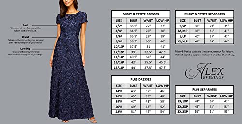 Women's Long Fit and Flare Dress Godet Detail (Petite and Regular), Navy Silver, 12