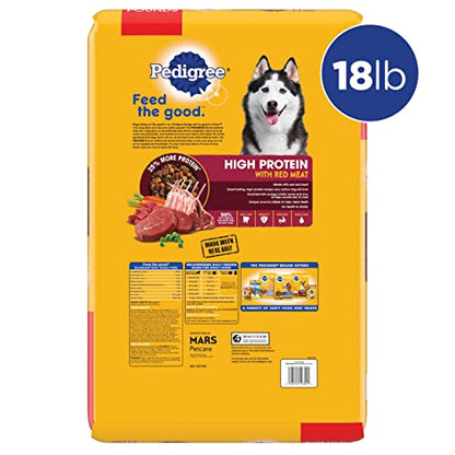 High Protein Adult Dry Dog Food Beef and Lamb Flavor Dog Kibble, 18 lb. Bag