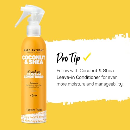 Marc Anthony Leave-In Conditioner Spray, Coconut Oil & Shea Butter - Anti-Frizz Biotin Detangling Spray to Moisturize for Softer Smoother Hair - Color Safe & Sulfate Free Styling Product