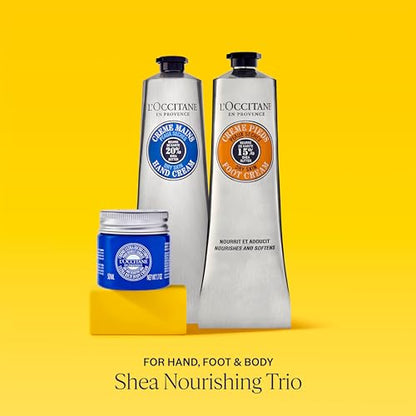 L'Occitane Shea Nourish Me Trio: Nourish and Comfort Skin with Shea Butter, Includes Hand Cream, Foot Cream, and Ultra Rich Body Cream, Gift Set