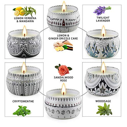 Scented Candles Gift Set 6 Packs,Aromatherapy Candle Gifts for Women,180H Lasting Burn Soy Wax Candles bulk for Home Scented,Ideal for Birthday,Christmas,Thanksgiving