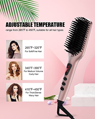 Mega Wise Hair Straightening Comb for All Hair Types with Nano Heating Teeth, Double Anion Technology, MCH 20s Fast Heating & 60-Minute Auto Shut-Off - Gifts for Women