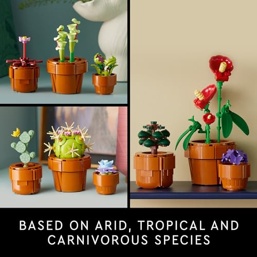 LEGO Icons Tiny Plants Building Set, Cactus Décor Gift Idea for Flower-Lovers, Carnivorous, Tropical and Arid Flora, Build and Display, Botanical Collection, Creative Building Sets for Adults, 10329