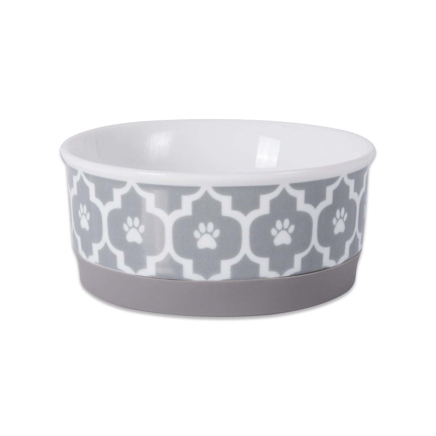 Removable Silicone Ring Creates Non-Slip Bottom for Secure Feeding & Less Mess, Microwave & Dishwasher Safe, Single Dish, Small 4.25x2", Gray