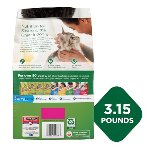 Indoor Dry Cat Food, Hairball + Healthy Weight - (Pack of 4) 3.15 lb. Bags