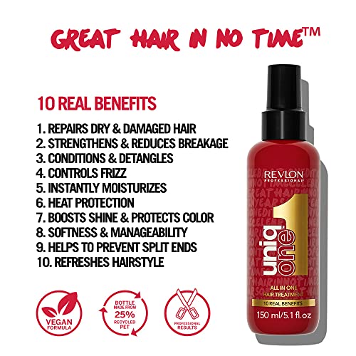 UniqONE Revlon Professional Hair Treatment, Moisturizing Leave-In Product, Repair For Dry and Damaged Hair, Promotes Healthy Hair, Celebration Edition Fragrance, 5.1 Fl Oz (Pack of 1)