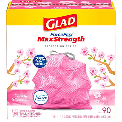 MaxStrength Tall Kitchen Trash Bags, 13 Gal, Cherry Blossom, 90 Ct, Pack May Vary