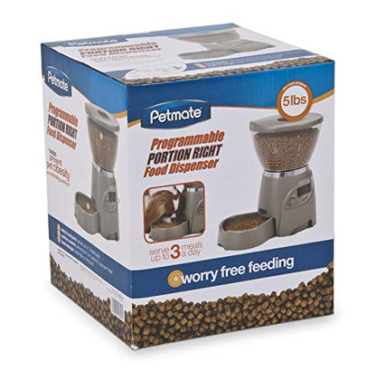 Petmate Portion Right Programmable Dog and Cat Feeder 2 Sizes Brushed Nickel