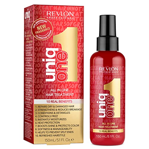 UniqONE Revlon Professional Hair Treatment, Moisturizing Leave-In Product, Repair For Dry and Damaged Hair, Promotes Healthy Hair, Celebration Edition Fragrance, 5.1 Fl Oz (Pack of 1)