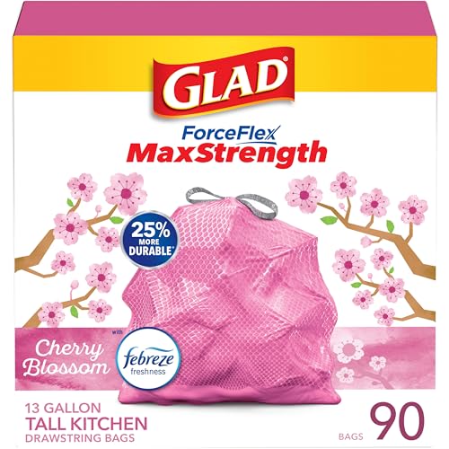 MaxStrength Tall Kitchen Trash Bags, 13 Gal, Cherry Blossom, 90 Ct, Pack May Vary