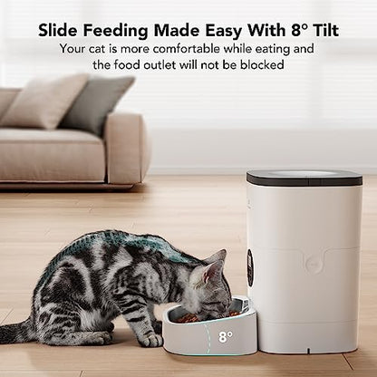 PETLIBRO Automatic Cat Feeder, Automatic Cat Food Dispenser with Timer Interactive Voice Recorder, Auto Cat Feeder with 1-4 Meals Control Dry Food, White Opaque