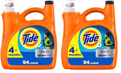 Tide Plus Febreze Sport Odor Defense HE Turbo Clean Liquid Laundry Detergent 94 Loads 132 fl oz (Pack of 2)