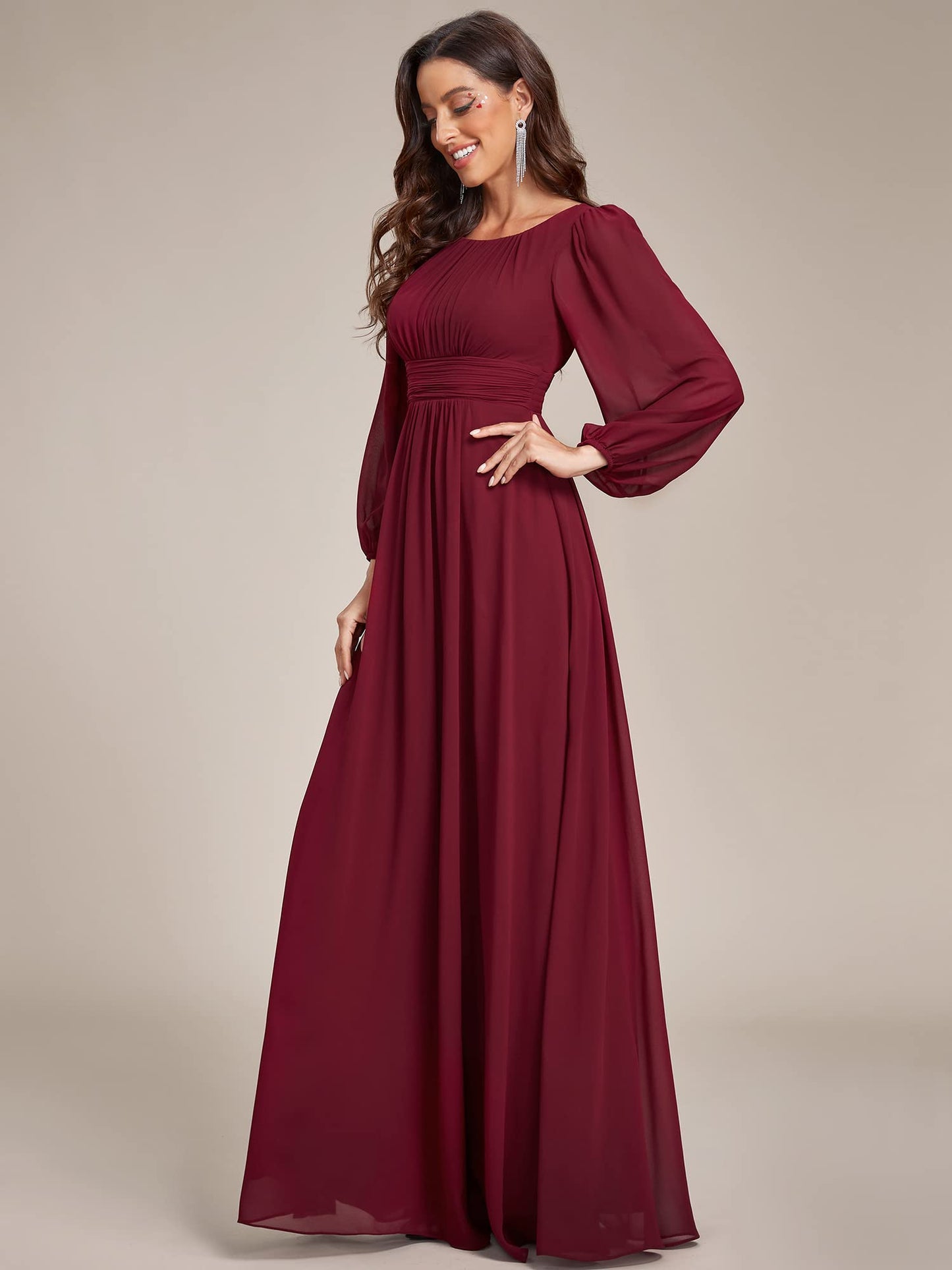 Womens Floor Length Long Sleeve Maxi Dress