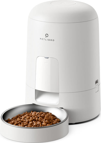 PETLIBRO Automatic Cat Feeder, Battery-Operated Automatic Cat Food Dispenser with 180-Day Life, AIR Cordless Timed Pet Feeder for Cat & Dog, 2L Auto Cat Feeder, White