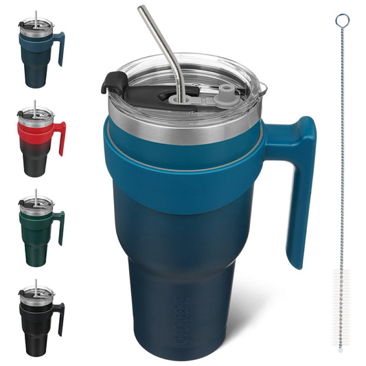 Tumbler With Handle Stainless Steel Insulated Tumblers With Lid And Straw For Men