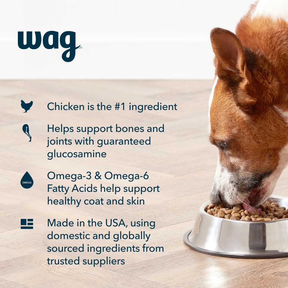 Amazon Brand – Wag Dry Dog Food, Chicken and Brown Rice, 5 lb Bag (Pack of 1)