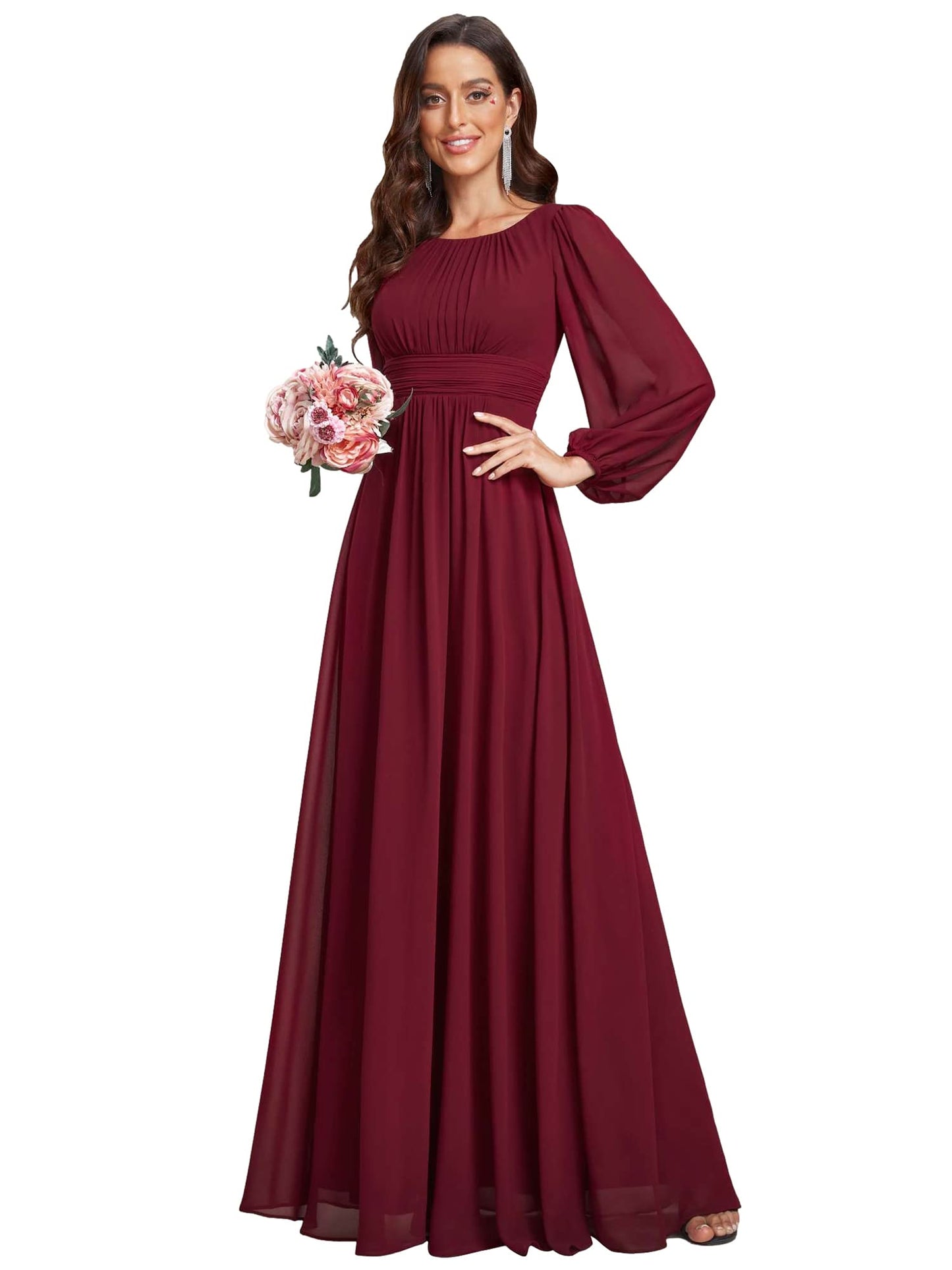 Womens Floor Length Long Sleeve Maxi Dress