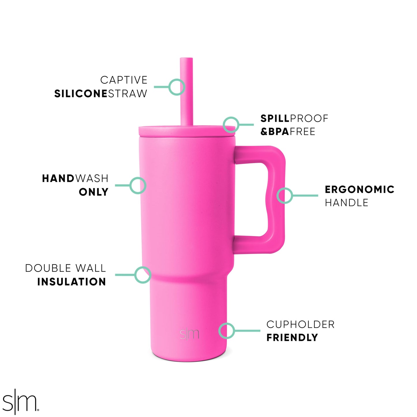 Simple Modern Kids 24 oz Tumbler with Handle and Silicone Straw Lid | Spill Proof and Leak Resistant | Reusable Stainless Steel Bottle | Gift for Kids Boys Girls | Trek Collection | Raspberry Vibes