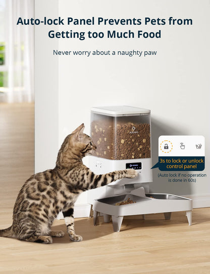 Automatic Feeder for Cats, 5 L, WiFi Automatic Feeder Dog Cat, Cat Food Automatic with App Controlled, Automatic Cat Feeder with 2 Bowls, for 10 Meals a Day