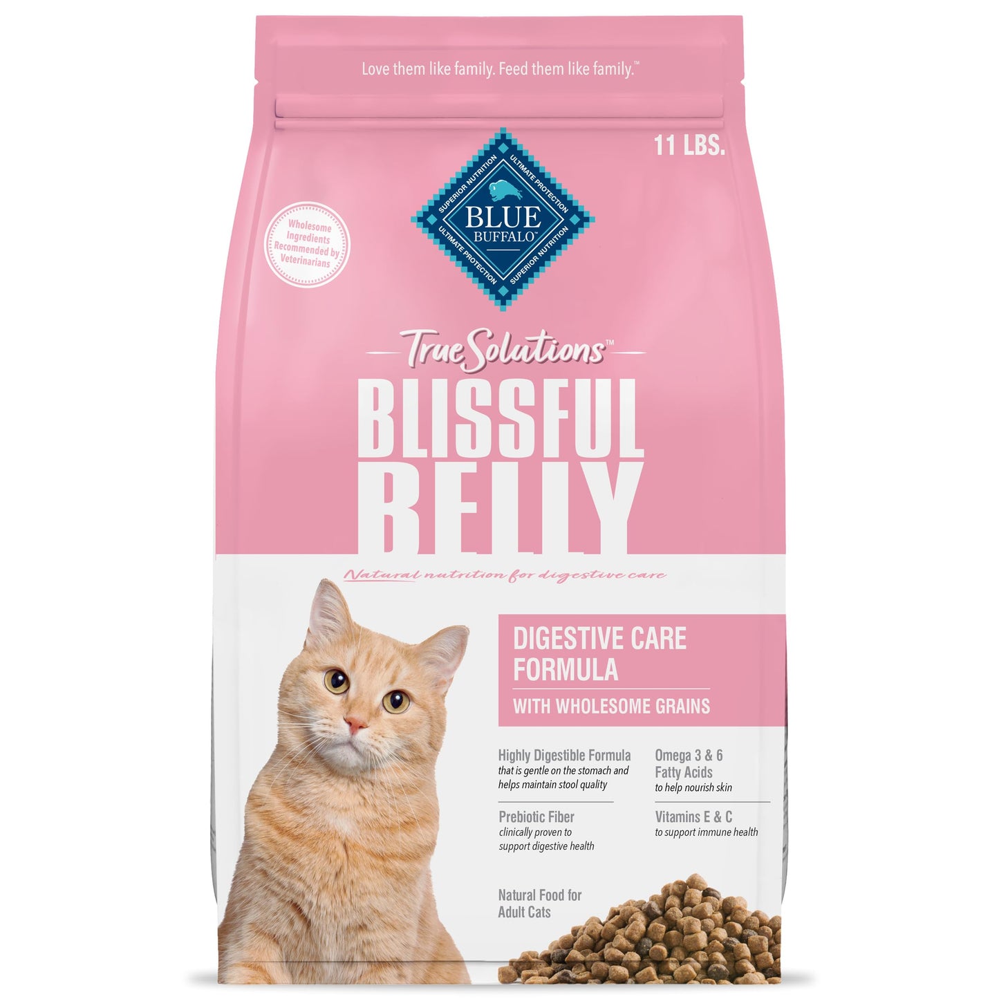 True Solutions Blissful Belly Digestive Care Natural Dry Food for Adult Cats, Chicken, 11-lb. Bag