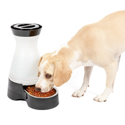 PetSafe Healthy Pet Food Station - Medium, 4 lb Kibble Capacity - Gravity Pet Feeder Dry Food Dispenser, Automatic Cat Feeder, Small to Medium Dog Feeder - Removable Stainless Steel Bowl Included