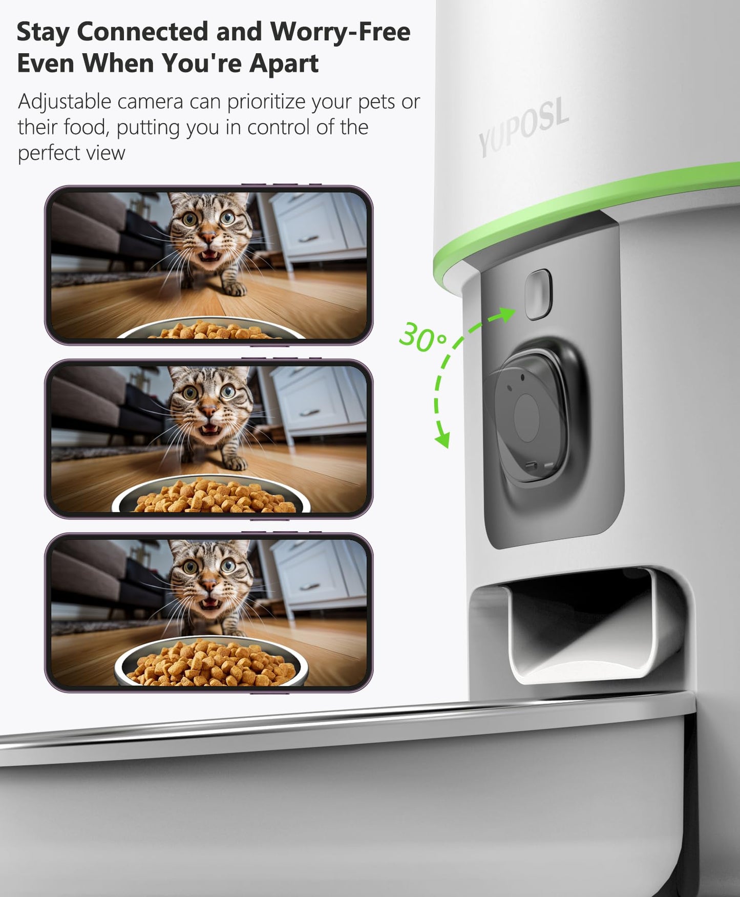 Automatic Cat Feeders with Camera - 5G WiFi App Control 1080 HD Video with Night Vision, 2-Way Audio 2L/4L Cat Food Dispenser Easy to Use and Clean, Timed Pet Feeder Also for Dogs