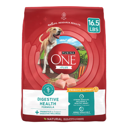 Purina One Plus Digestive Health Formula Dry Dog Food Natural with Added Vitamins, Minerals and Nutrients - 16.5 lb. Bag