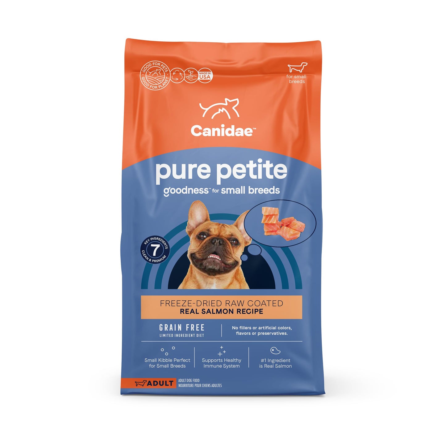 Canidae Pure Petite Freeze-Dried raw coated Recipe with Real Salmon Dog Dry 4 lbs.