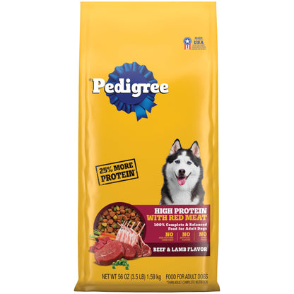 Pedigree High Protein Adult Dry Dog Food, Beef and Lamb Flavor, 3.5 lb. Bag