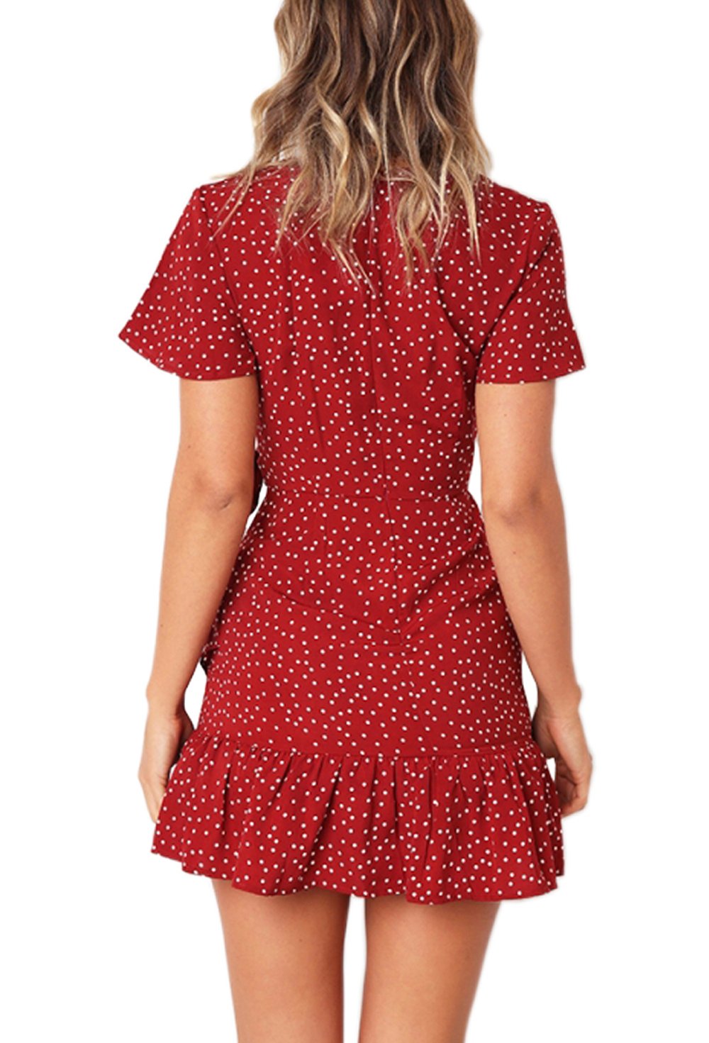 Women Short Sleeve Print Dress V Neck Short Dresses