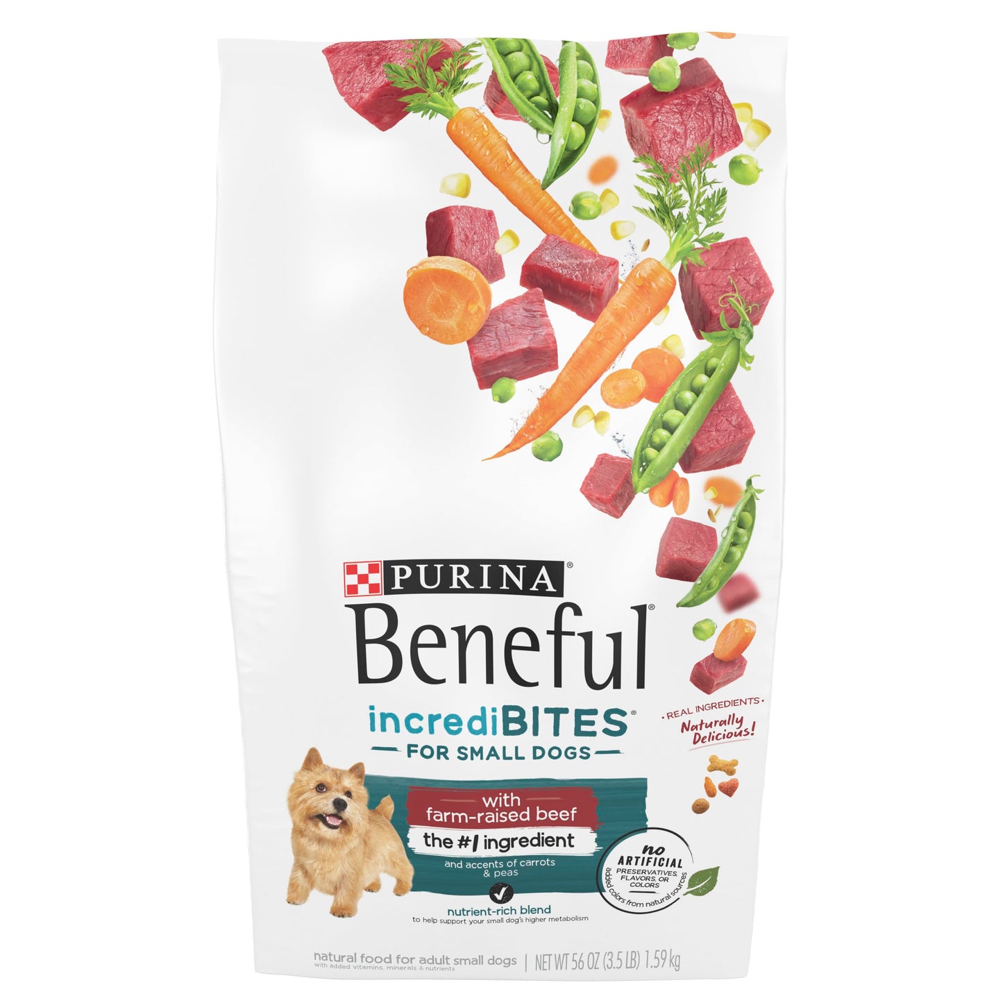 Purina Beneful IncrediBites With Farm-Raised Beef, Small Breed Dry Dog Food (Pack of 4) 3.5 lb. Bags