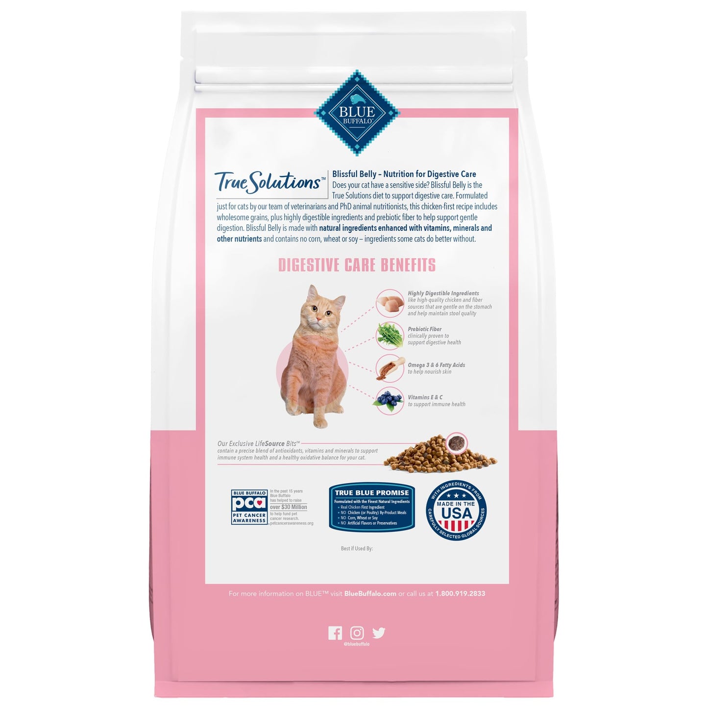 True Solutions Blissful Belly Digestive Care Natural Dry Food for Adult Cats, Chicken, 11-lb. Bag