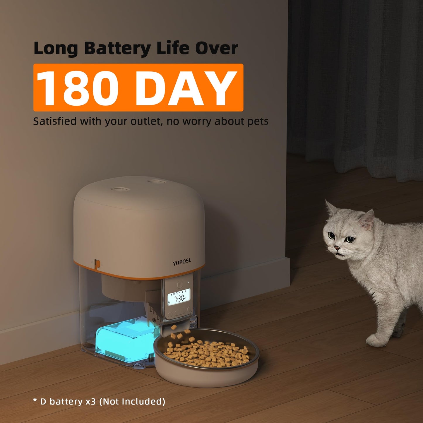 Cat Food Dispenser Easy to Use, Timed Automatic Pet Feeder