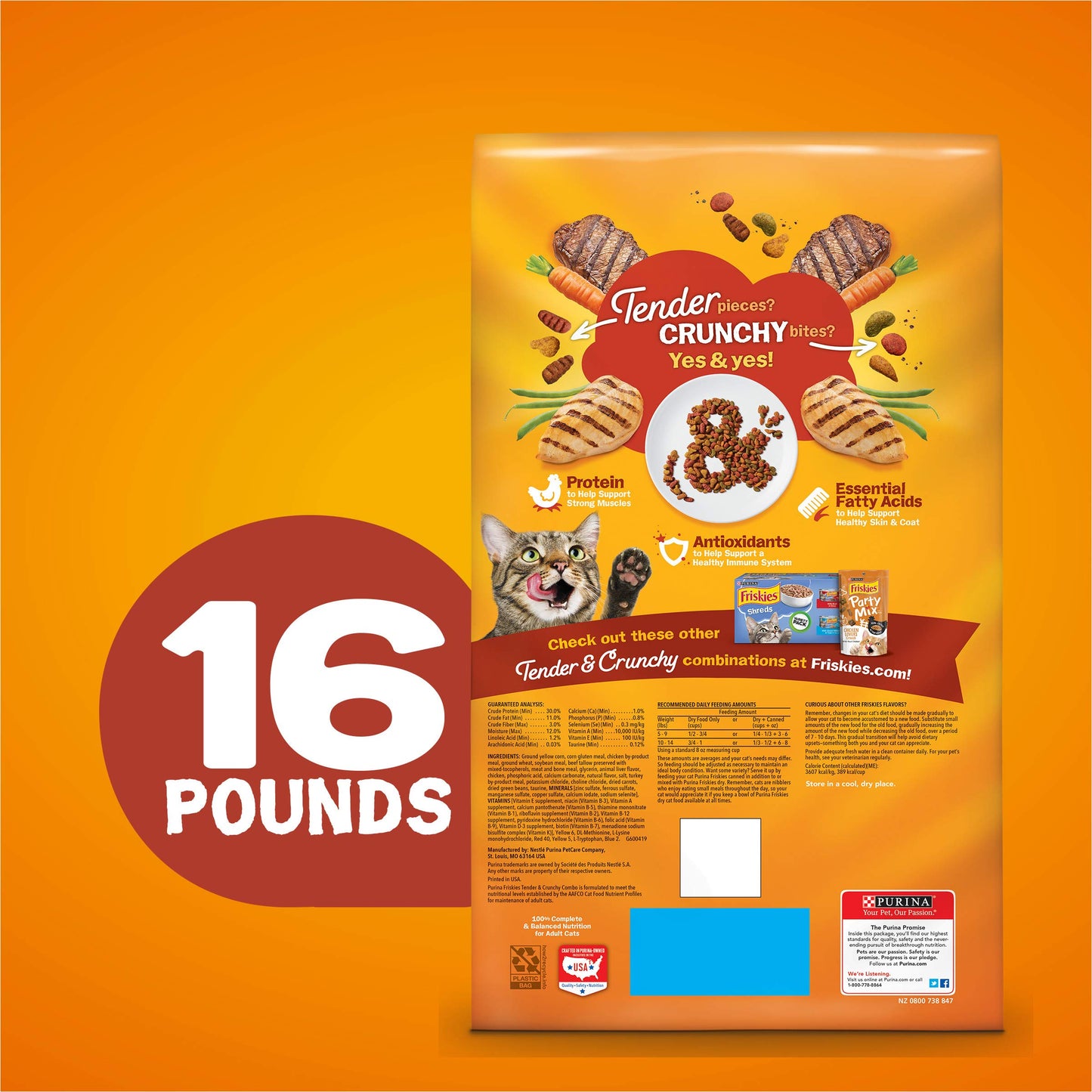 Dry Cat Food, Tender & Crunchy Combo - 16 lb. Bag