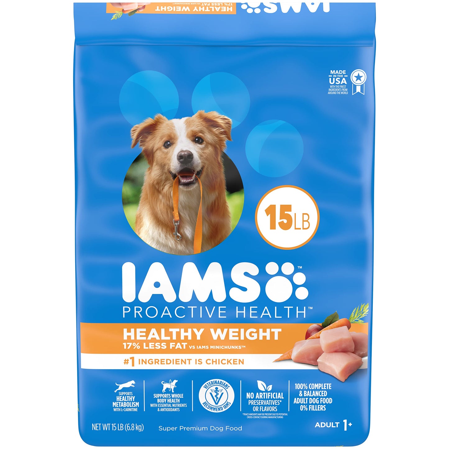 IAMS Adult Healthy Weight Control Dry Dog Food with Real Chicken, 15 lb. Bag