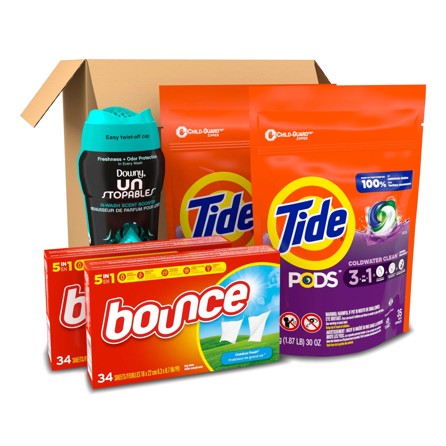 Tide Pods Liquid Laundry Detergent Pacs, Downy Unstopable