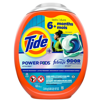 Tide Power PODS Laundry Detergent Soap Pacs with Febreze Spor