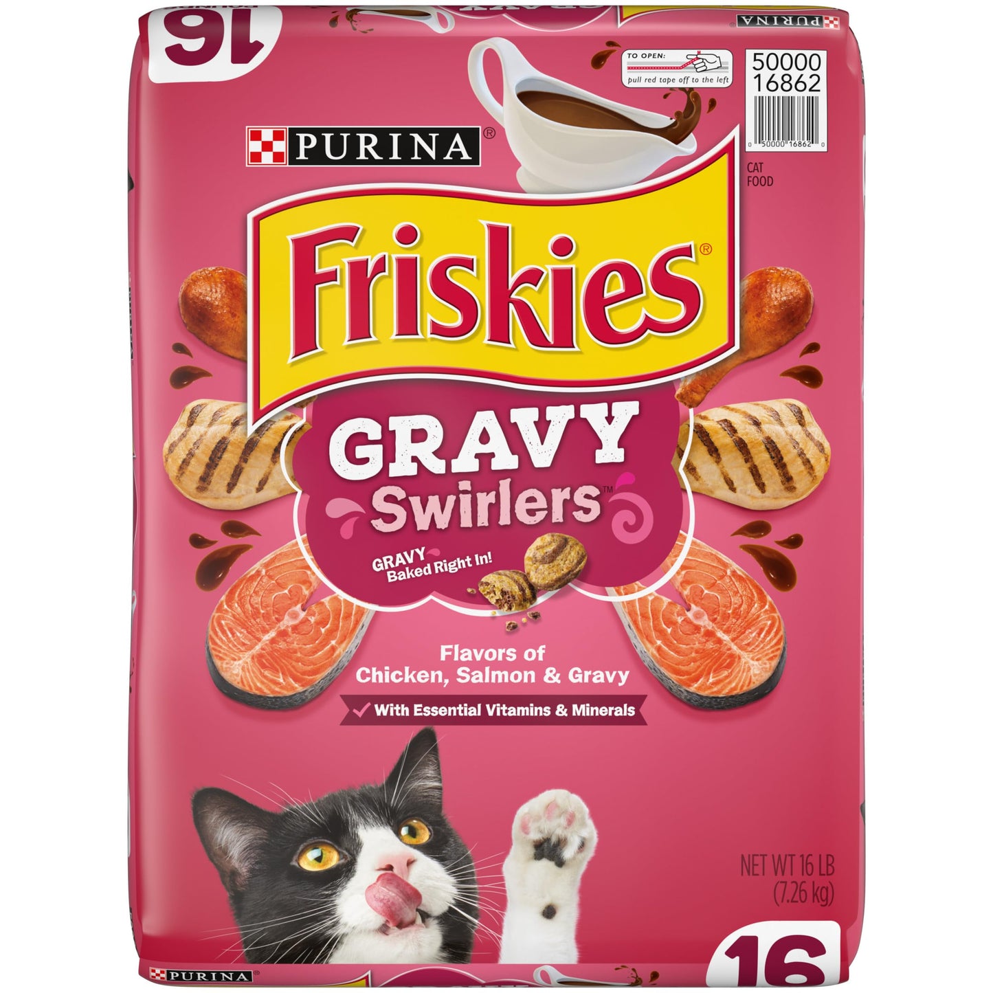 Purina Friskies Dry Cat Food, Gravy Swirlers - 16 lb. Bag