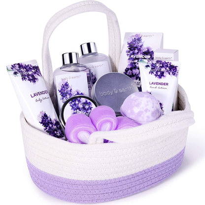 Gift Baskets for Women - Regalos Para Mujer, Body & Earth Gift Sets with Bubble Bath, Shower Gel, Body Lotion, Lavender Spa Gifts for Women, Spa Kit Mom Gifts, Mothers Day Gifts for Mom