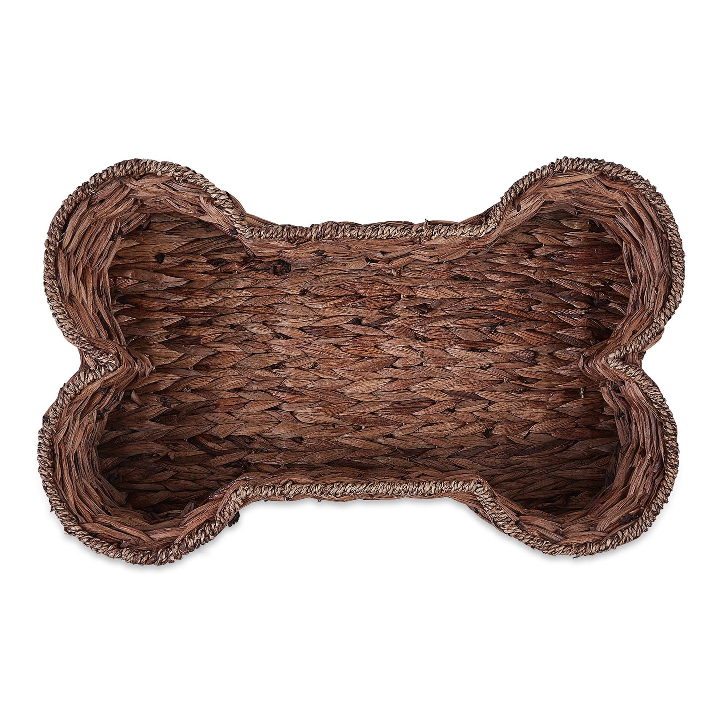 Bone Dry Pet Storage Collection Bone Shape Hyacinth Toy Basket, Dark Brown, Small